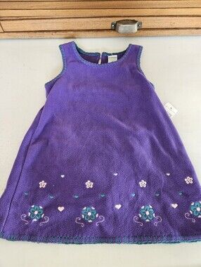 NWT Vintage Please Mum Purple Embroided Fleece Dress And Bloomer Set